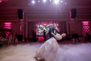 Beautiful wedding couple dancing together
